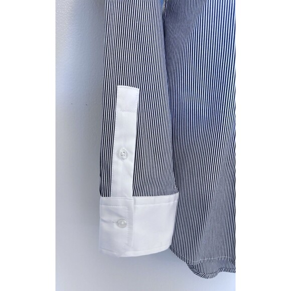 Ann Taylor Black And White Pinstriped Button Down Shirt Size 8 - Picture 3 of 6